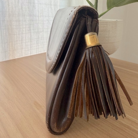 Vintage 1950s-60s brown leather oversized clutch bag - Picture 5 of 8